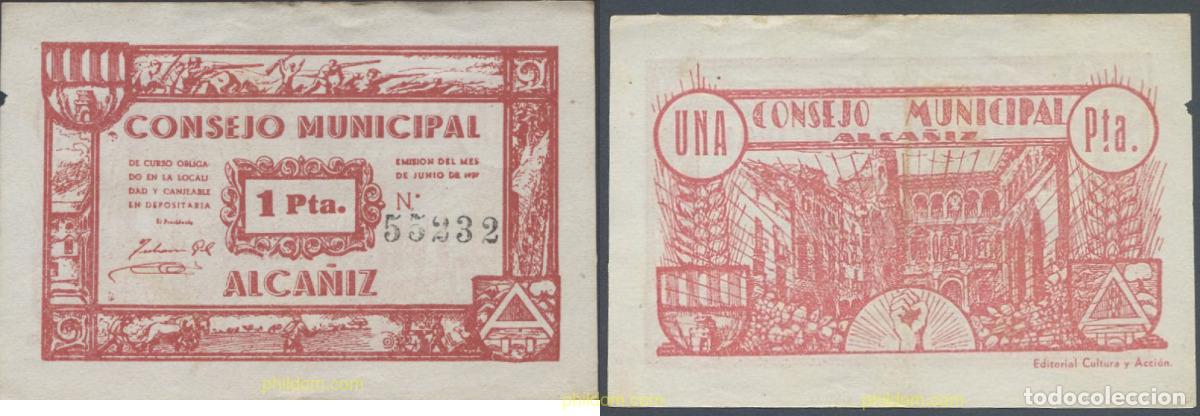 Banconote locali: 7934 ESPA&Ntilde;A. Emisiones locales republicanas 1937 CONSEJO MUNICIPAL DE ALCA&Ntilde;IZ
