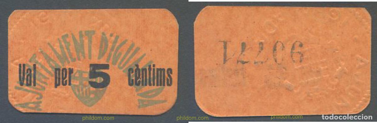 Billetes locales: 7954 ESPA&Ntilde;A. Emisiones locales republicanas 1937 AJUNTAMENT DE IGUALADA 5 CENTIMS 1937