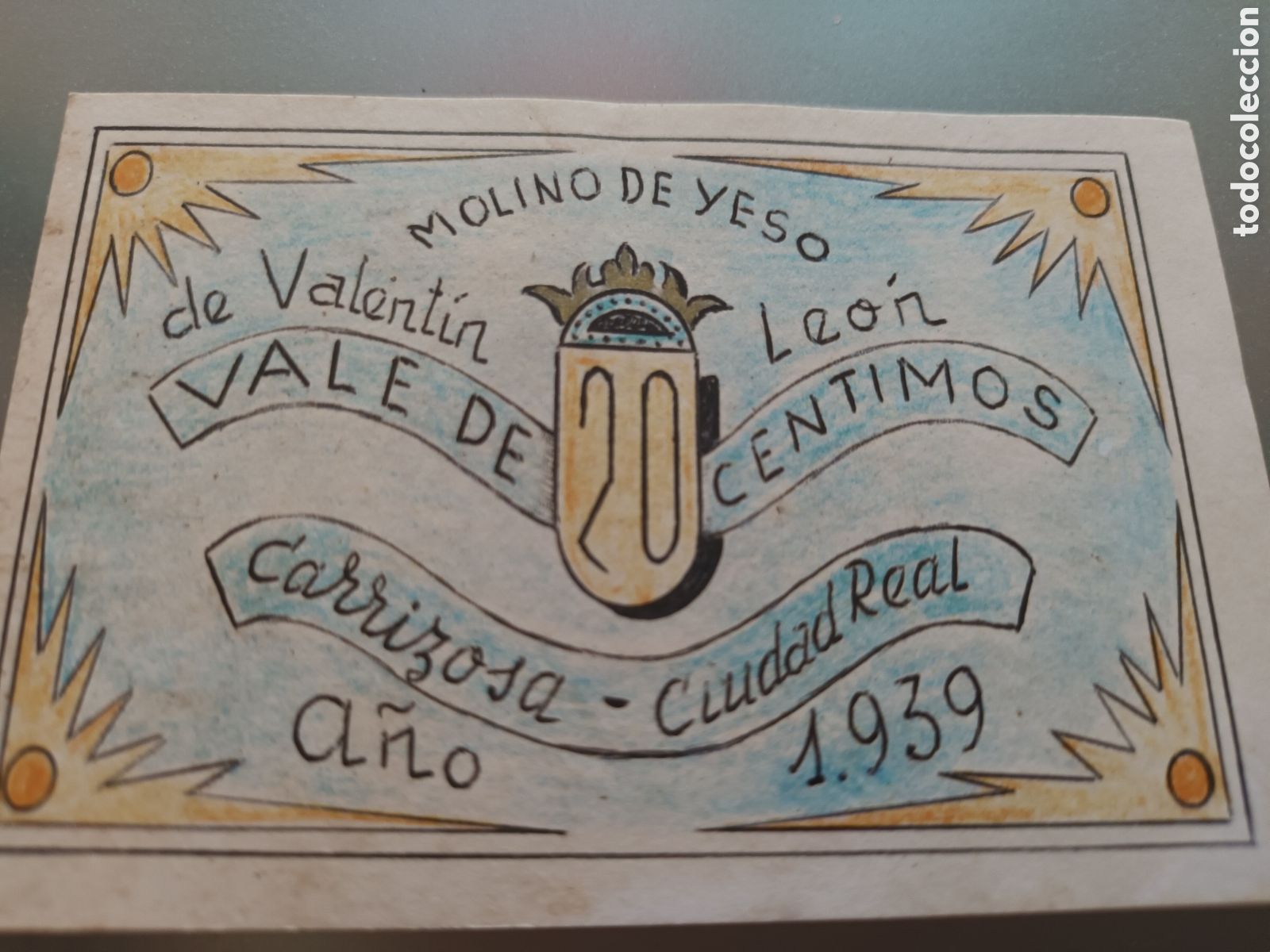 Billetes locales: BILLETE LOCAL CARRIZOSA CIUDAD REAL VALE DE 20 C&Eacute;NTIMOS A&Ntilde;O 1939
