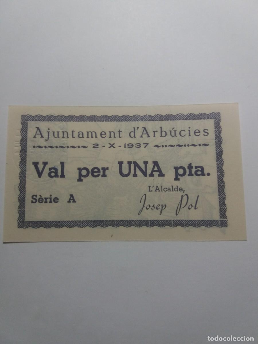 Billetes locales: Billete 1 Pesseta Ajuntament ARBUCIES 2-X-1937