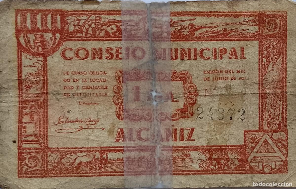 Billetes locales: BILLETE LOCAL DE 1 PESETA ALCA&Ntilde;IZ 1937 GUERRA CIVIL