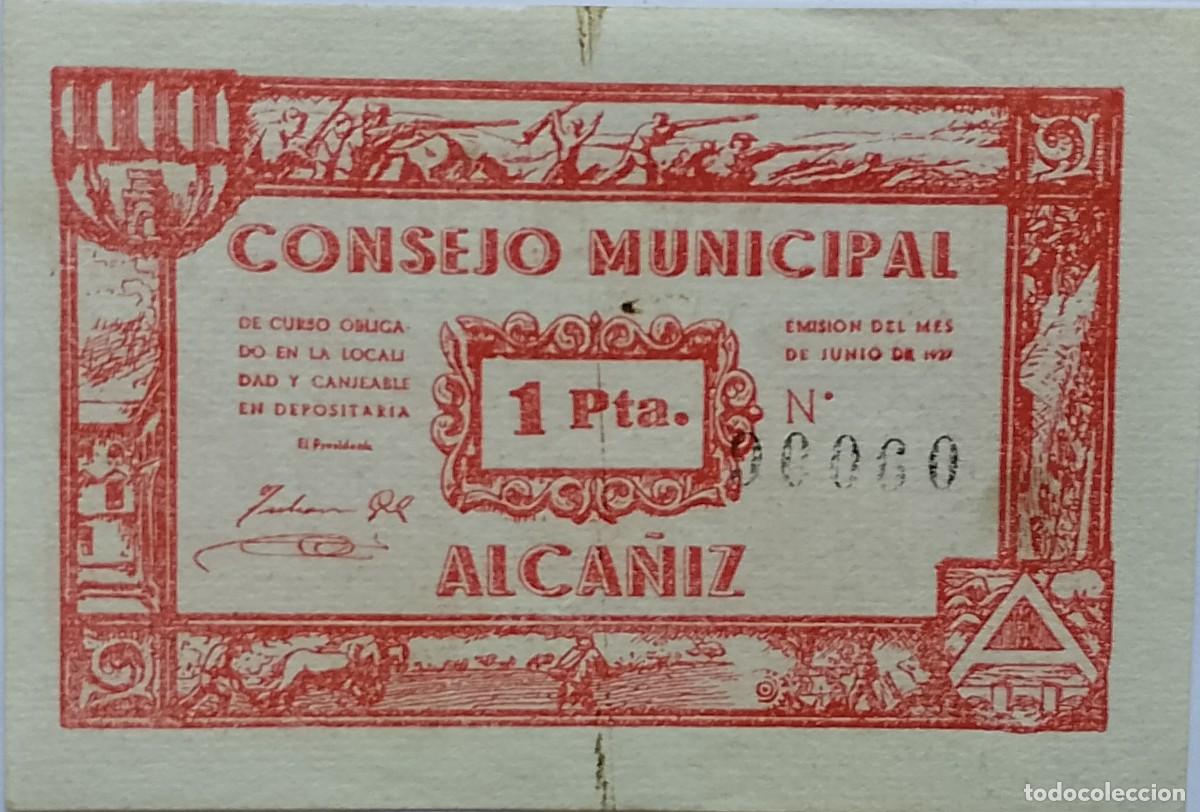 Billetes locales: BILLETE LOCAL DE 1 PESETA ALCA&Ntilde;IZ 1937 GUERRA CIVIL