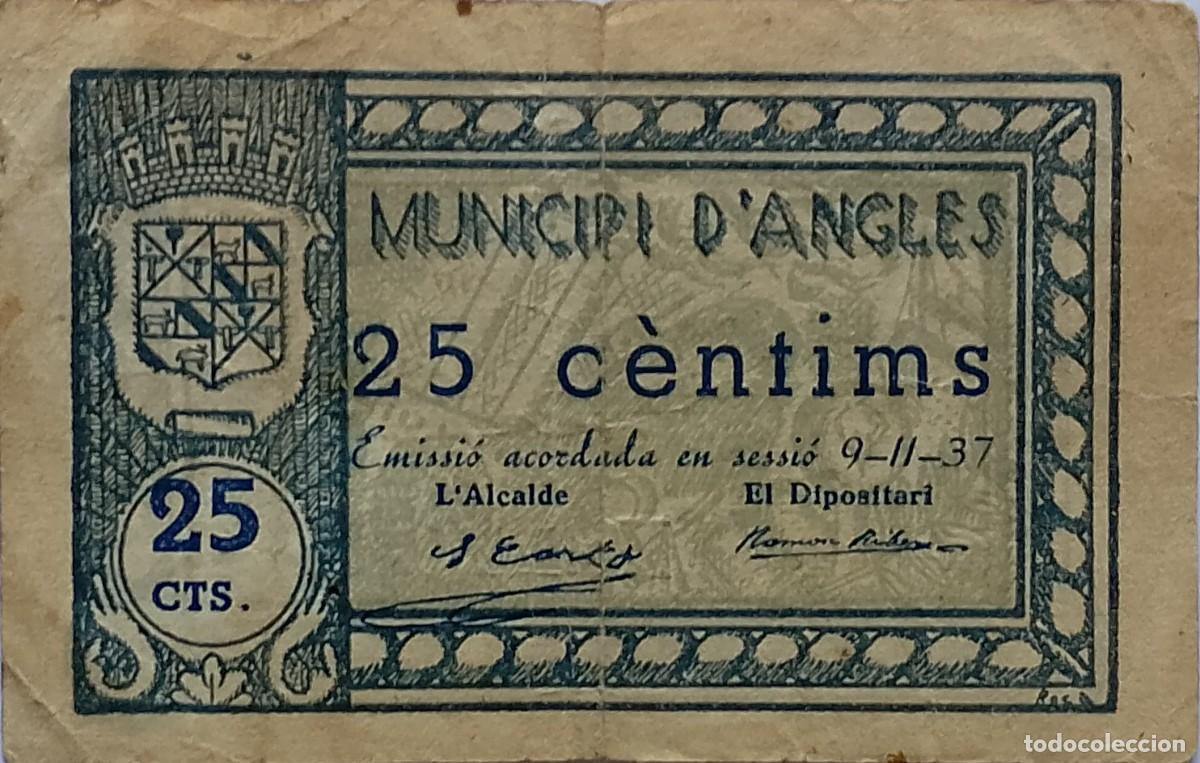 Billetes locales: BILLETE LOCAL DE 25 CENTIMOS ANGLES 1937 GUERRA CIVIL