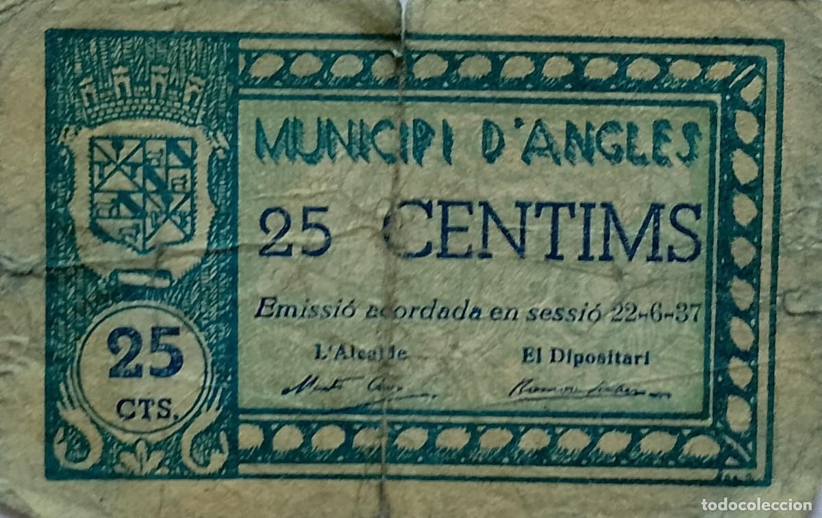 Billetes locales: BILLETE LOCAL DE 25 CENTIMOS ANGLES 1937 GUERRA CIVIL