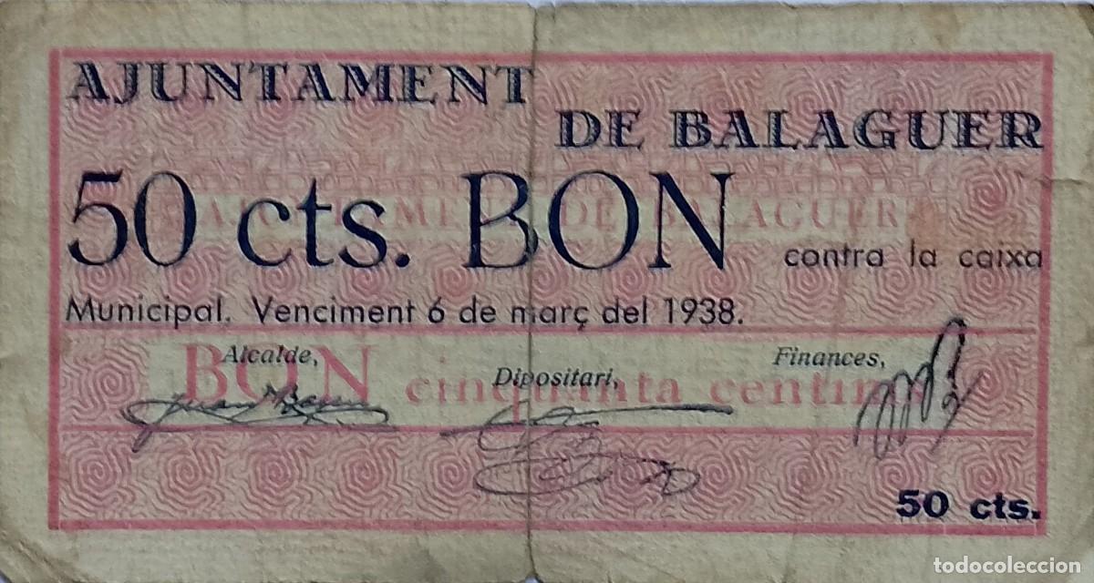 Lokale Banknoten: BILLETE LOCAL DE 50 CENTIMOS BALAGUER 1937 GUERRA CIVIL