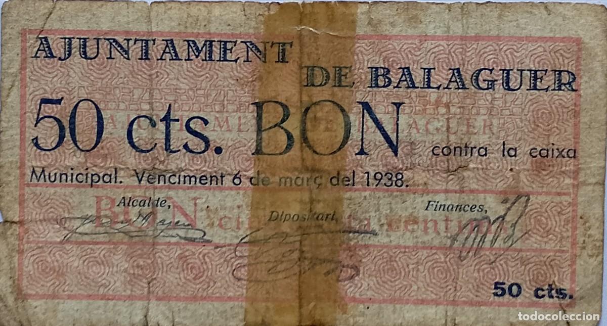Lokale Banknoten: BILLETE LOCAL DE 50 CENTIMOS BALAGUER 1937 GUERRA CIVIL
