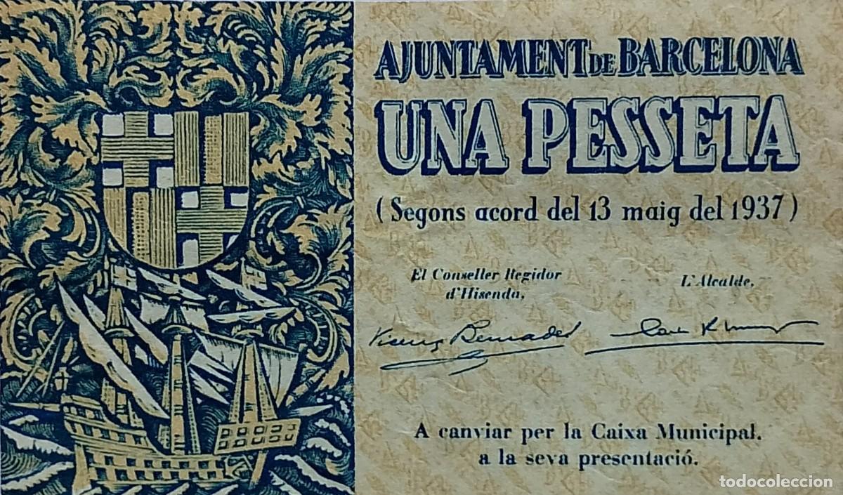 Billetes locales: BILLETE LOCAL DE 1 PESETA BARCELONA 1937 GUERRA CIVIL