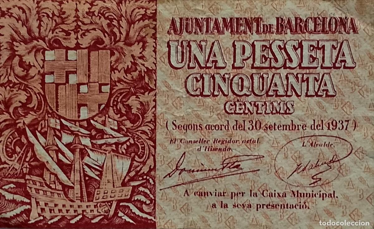 Billetes locales: BILLETE LOCAL DE 1,50 PESETA BARCELONA 1937 GUERRA CIVIL