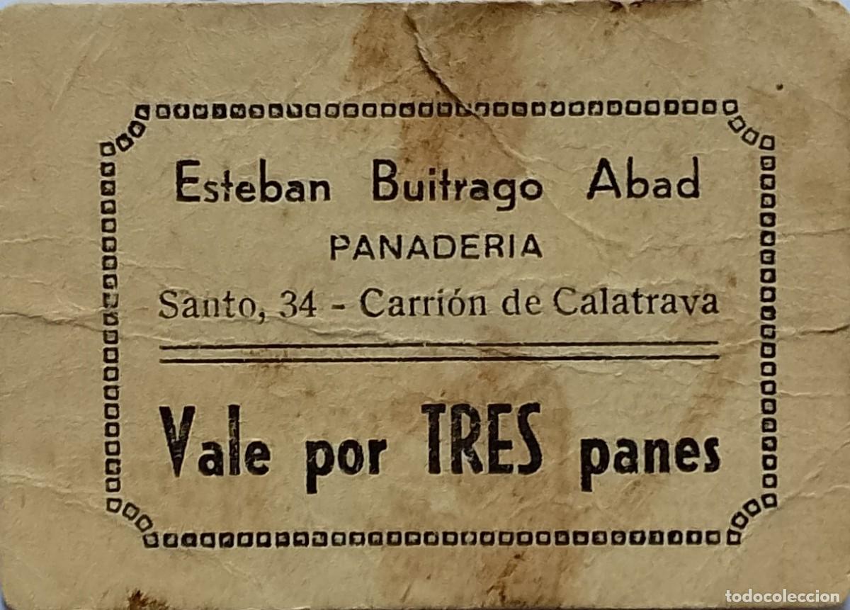 Billetes locales: BILLETE LOCAL VALE POR TRES PANES CARRI&Oacute;N DE CALATRABA 1937 GUERRA CIVIL