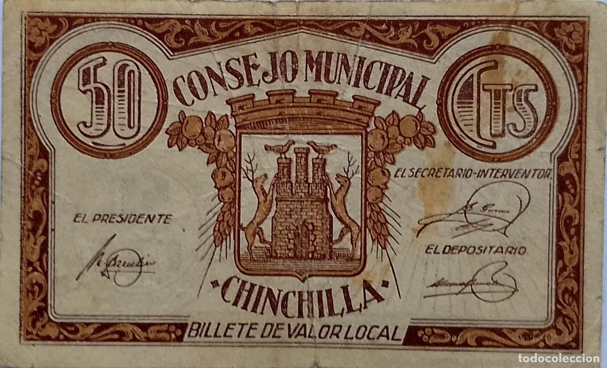 Billetes locales: BILLETE LOCAL DE 50 CENTIMOS CHINCHILLA 1937 GUERRA CIVIL