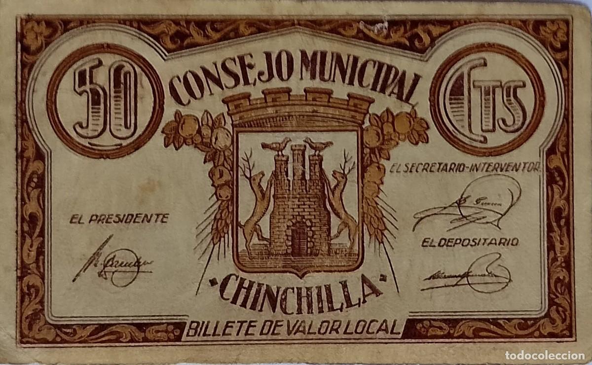 Billetes locales: BILLETE LOCAL DE 50 CENTIMOS CHINCHILLA 1937 GUERRA CIVIL