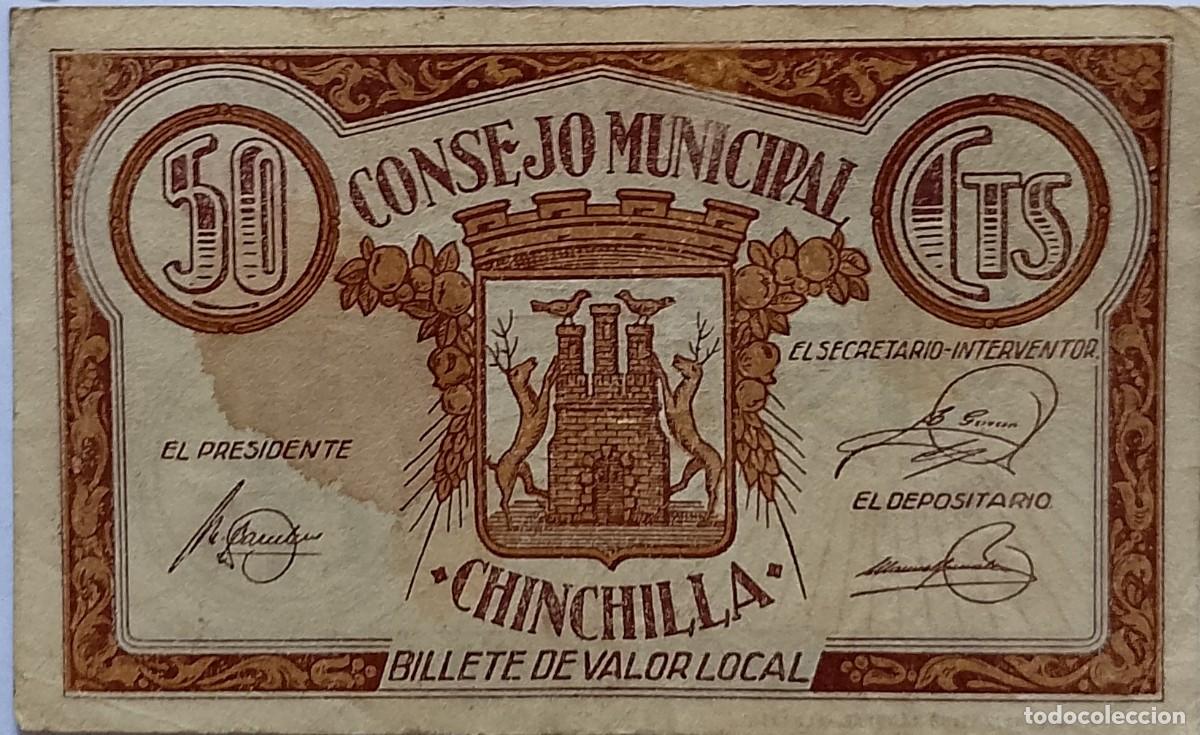 Billetes locales: BILLETE LOCAL DE 50 CENTIMOS CHINCHILLA 1937 GUERRA CIVIL