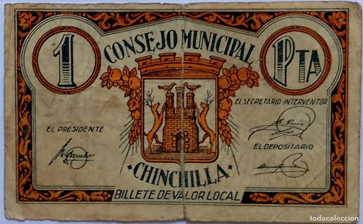 Billetes locales: BILLETE LOCAL DE 1 PESETA CHINCHILLA 1937 GUERRA CIVIL