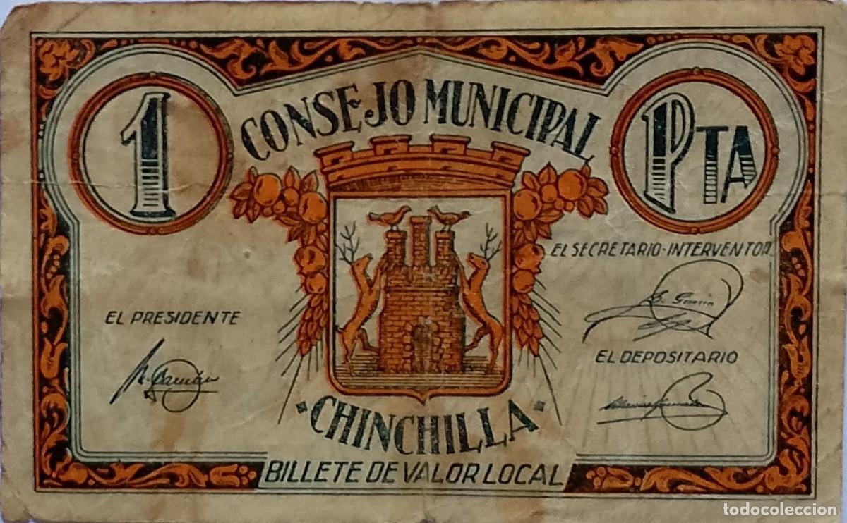 Billetes locales: BILLETE LOCAL DE 1 PESETA CHINCHILLA 1937 GUERRA CIVIL