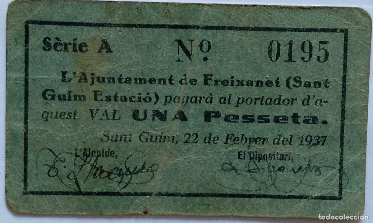 Billetes locales: BILLETE LOCAL DE 1 PESETA FREIXANET 1937 GUERRA CIVIL