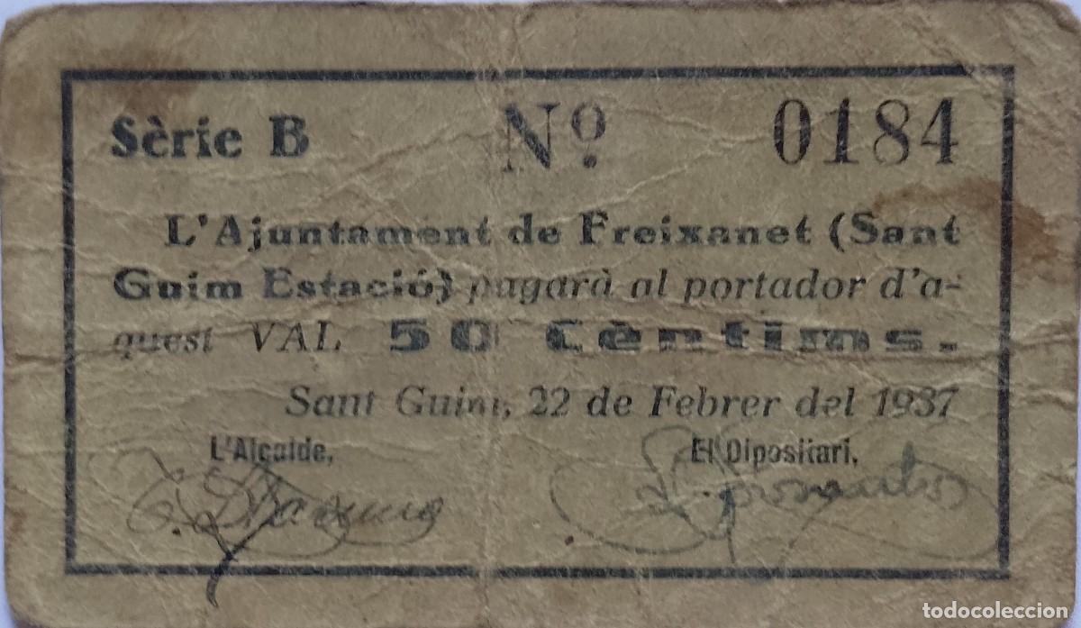 Billetes locales: BILLETE LOCAL DE 50 CENTIMOS FREIXANET 1937 GUERRA CIVIL