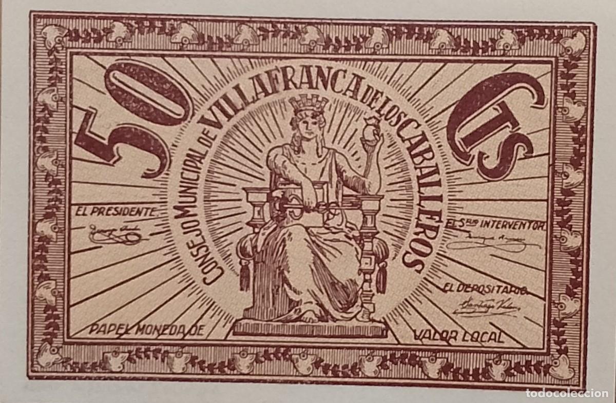 Billetes locales: BILLETE LOCAL DE 50 CENTIMOS VILLAFRANCA DE LOS CBALLERO 1937 GUERRA CIVIL