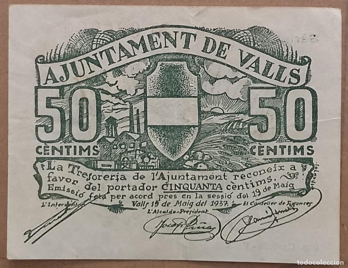 Billetes locales: BILLETE LOCAL DE 50 CENTIMOS DE VALLS 1937 GUERRA CIVIL