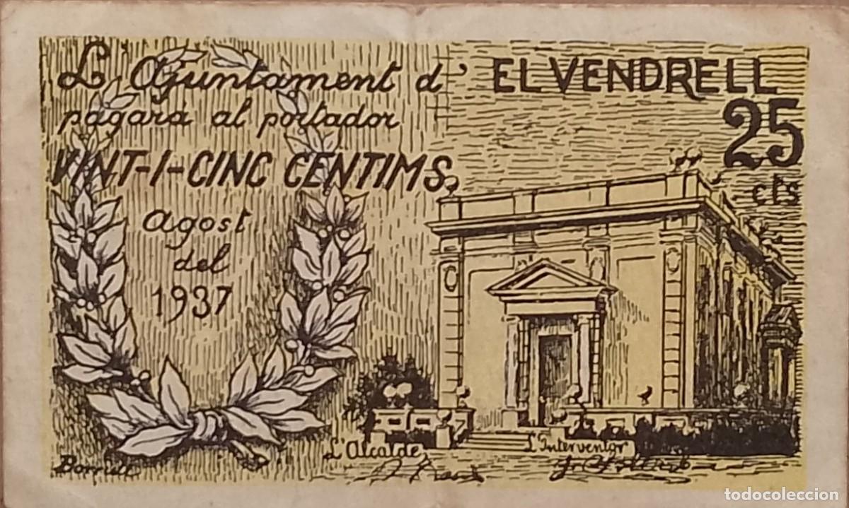 Billetes locales: BILLETE LOCAL DE 25 CENTIMOS EL VEMDRELL 1937 GUERRA CIVIL