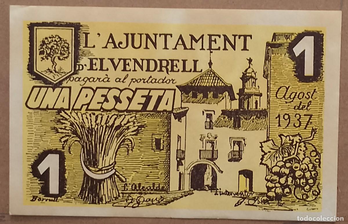 Billetes locales: BILLETE LOCAL DE 1 PESETA EL VEMDRELL 1937 GUERRA CIVIL
