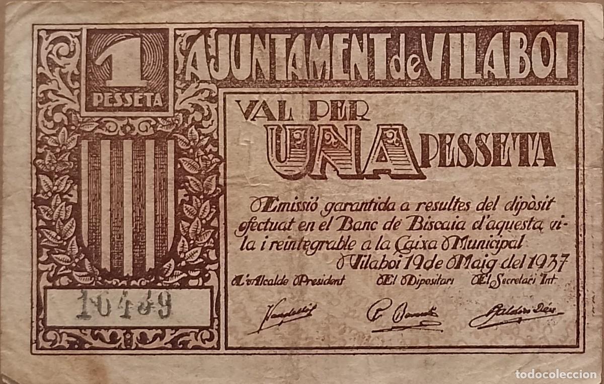 Billetes locales: BILLETE LOCAL DE 1 PESETA VILABOI1937 GUERRA CIVIL