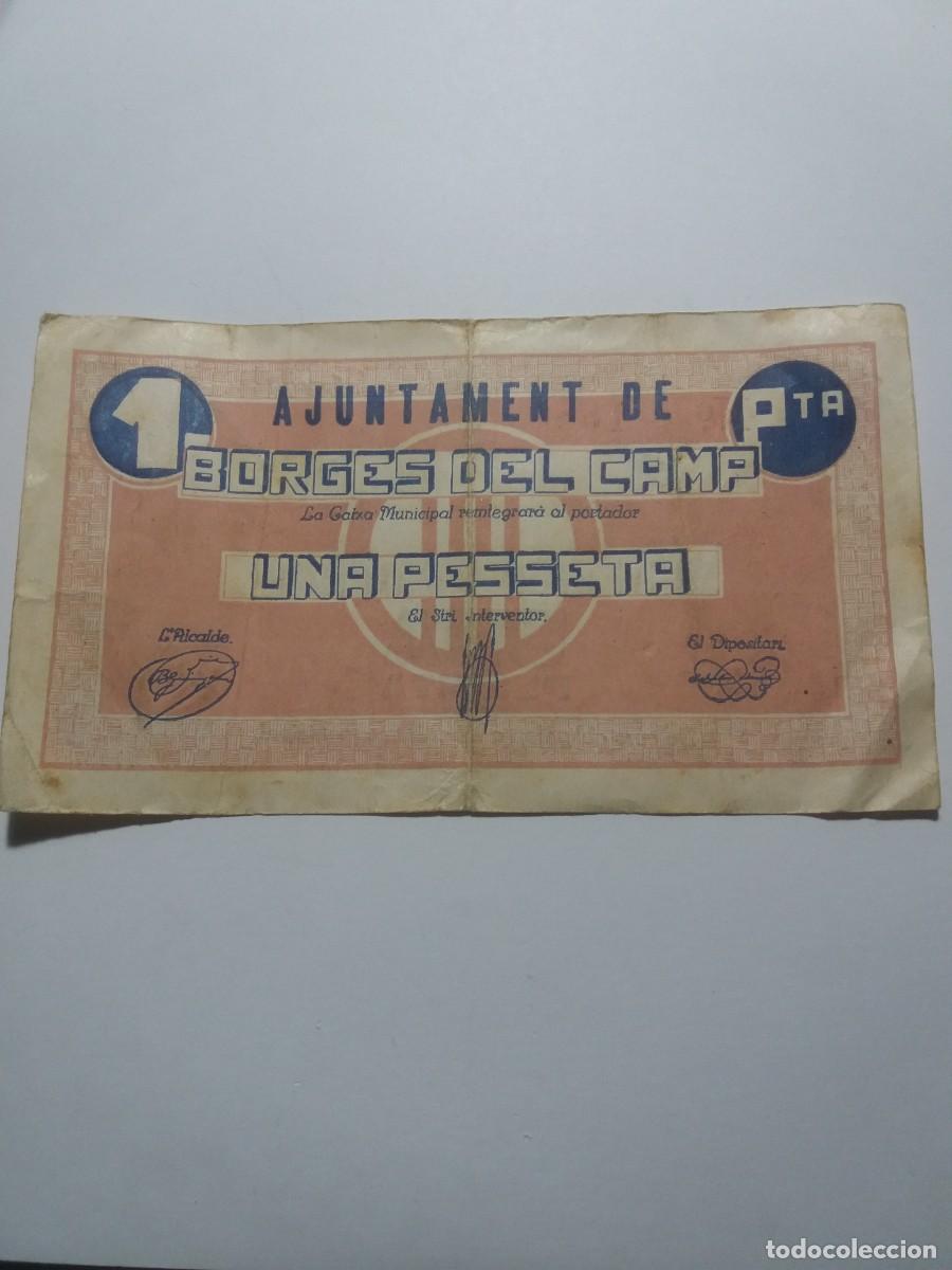 Billetes locales: Billete 1 Pesseta Ajuntament BORGES del CAMP