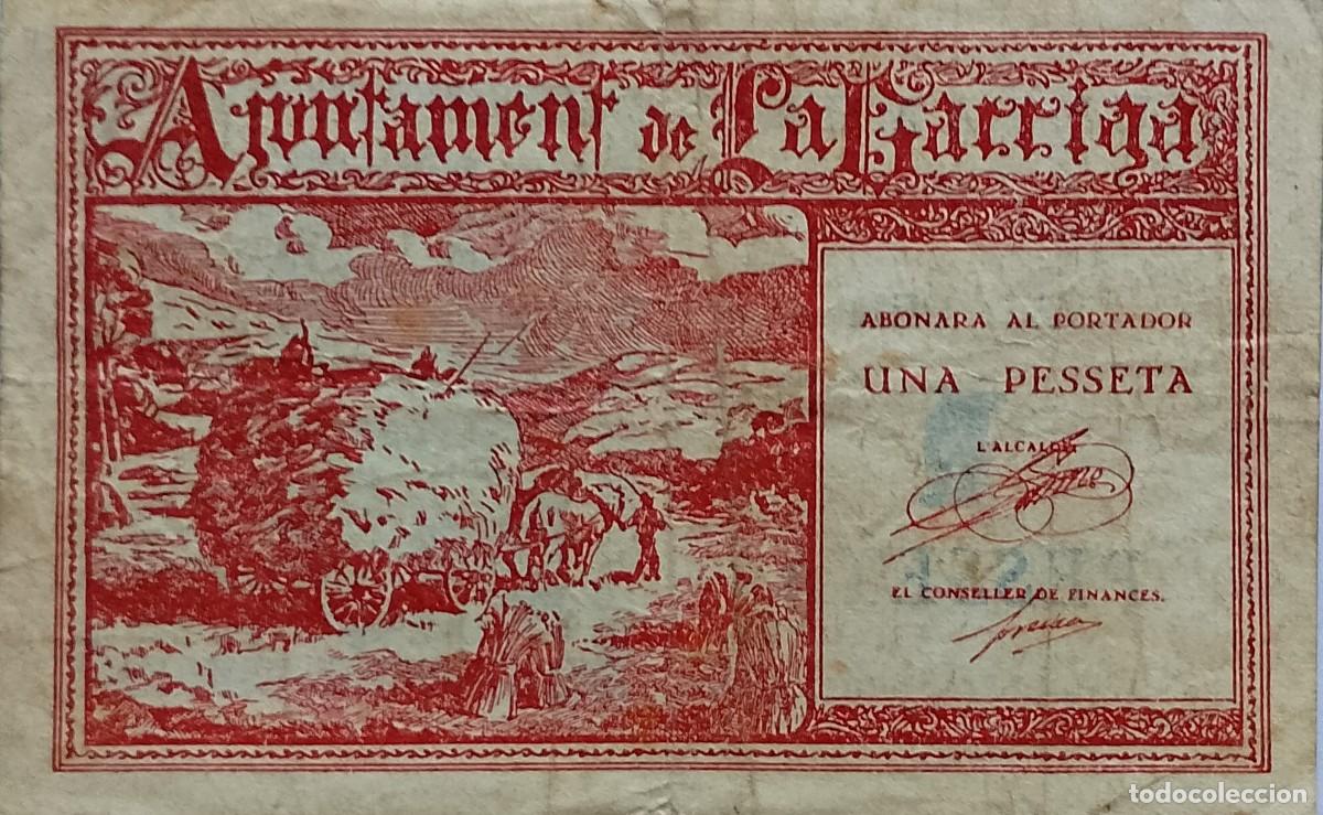 Billetes locales: BILLETE LOCAL DE 1 PESETA LA GARRIGA 1937 GUERRA CIVIL