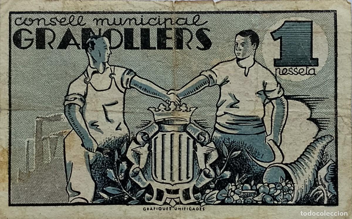 Billetes locales: BILLETE LOCAL DE 1 PESETA GRANOLLERS 1937 GUERRA CIVIL