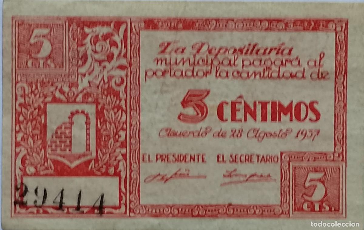 Billetes locales: BILLETE LOCAL DE 5 CENTIMOS DE GRAUS 1937 GUERRA CIVIL