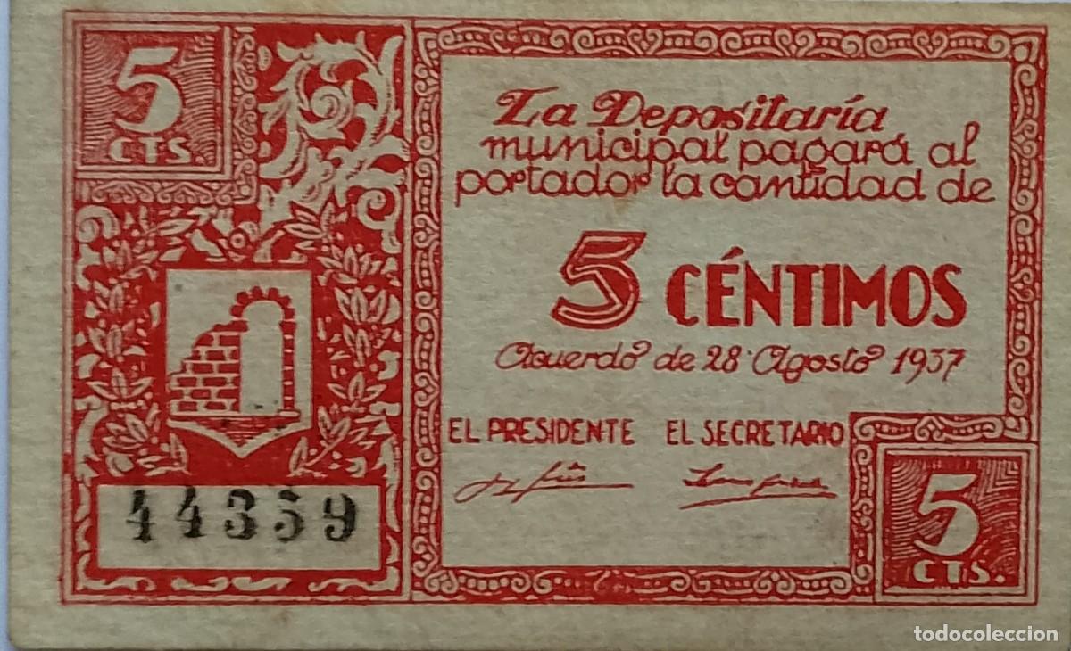 Billetes locales: BILLETE LOCAL DE 5 CENTIMOS DE GRAUS 1937 GUERRA CIVIL