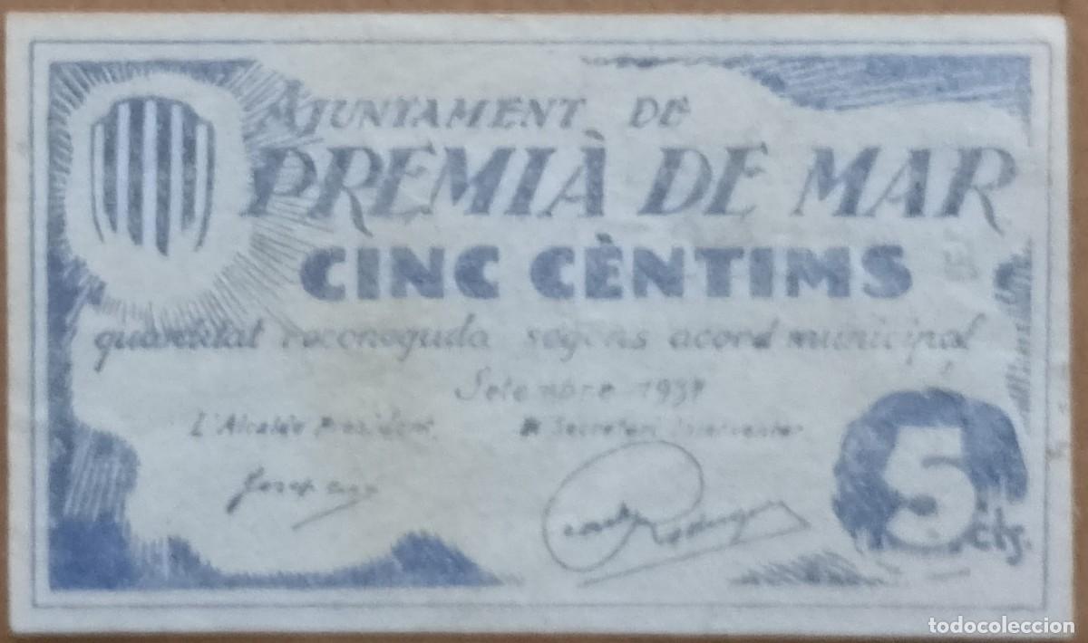 Billetes locales: BILLETE LOCAL DE 25 CENTIMOS DE PREMIA DE MAR 1937 GUERRA CIVIL