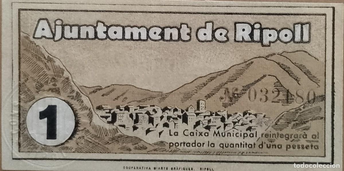 Billetes locales: BILLETE LOCAL DE 1 PESETA RIPOLL 1937 GUERRA CIVIL