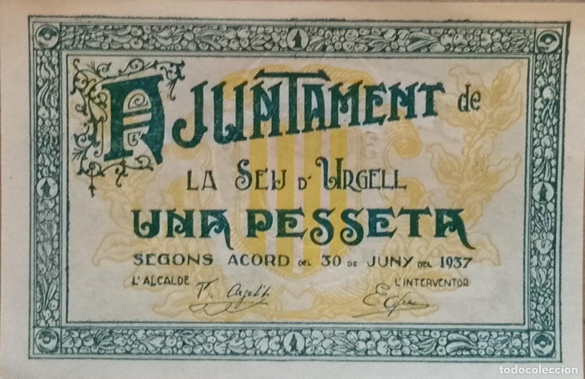 Billetes locales: BILLETE LOCAL DE 1 PESETA LA SEU D' URGELL 1937 GUERRA CIVIL
