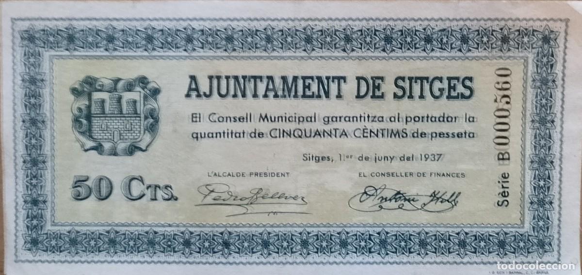 Billetes locales: BILLETE LOCAL DE 1 PESETA SITGES 1937 GUERRA CIVIL