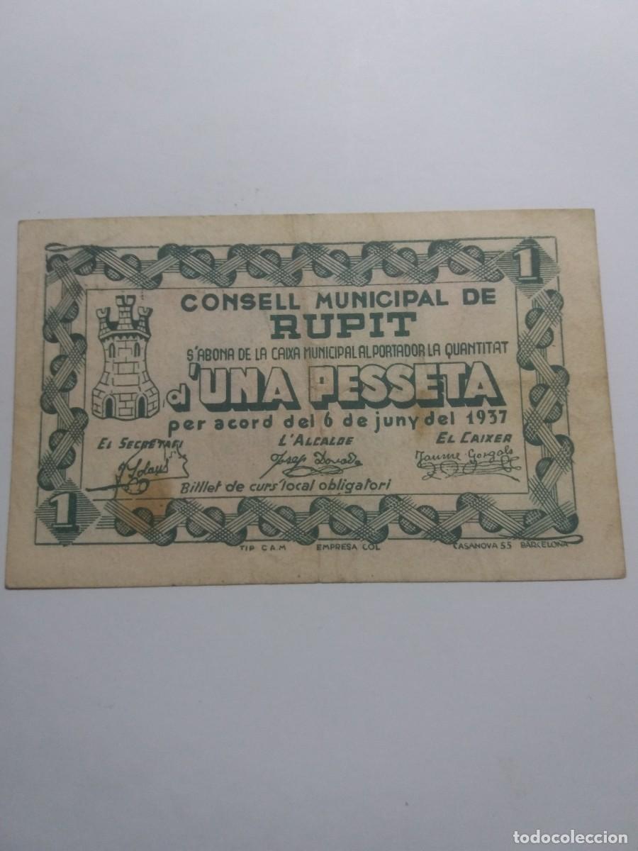 Billetes locales: Billete 1 Pesseta Consell Munucipal RUPIT 6 Juny 19937