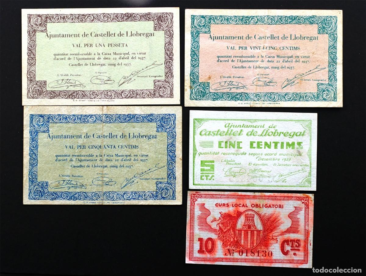 Billetes locales: SC-Spain. Guerra Civil. Serie completa. 1937. Castellet de Llobregat EBC-/SC-