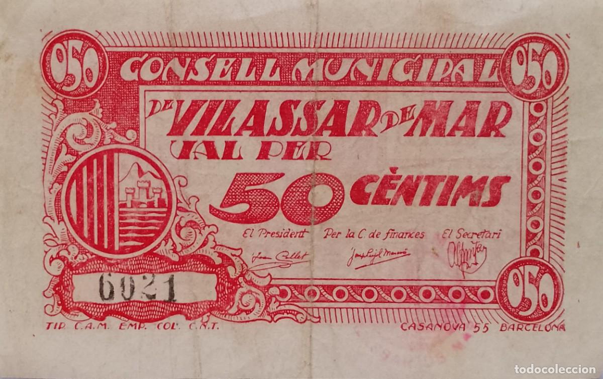 Billetes locales: BILLETE DE 50 CENTIMOS DE VILLASAR DE MAR