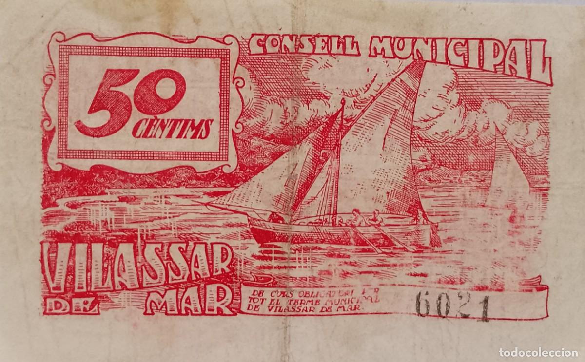 Billetes locales: BILLETE DE 50 CENTIMOS DE VILLASAR DE MAR - Foto 2