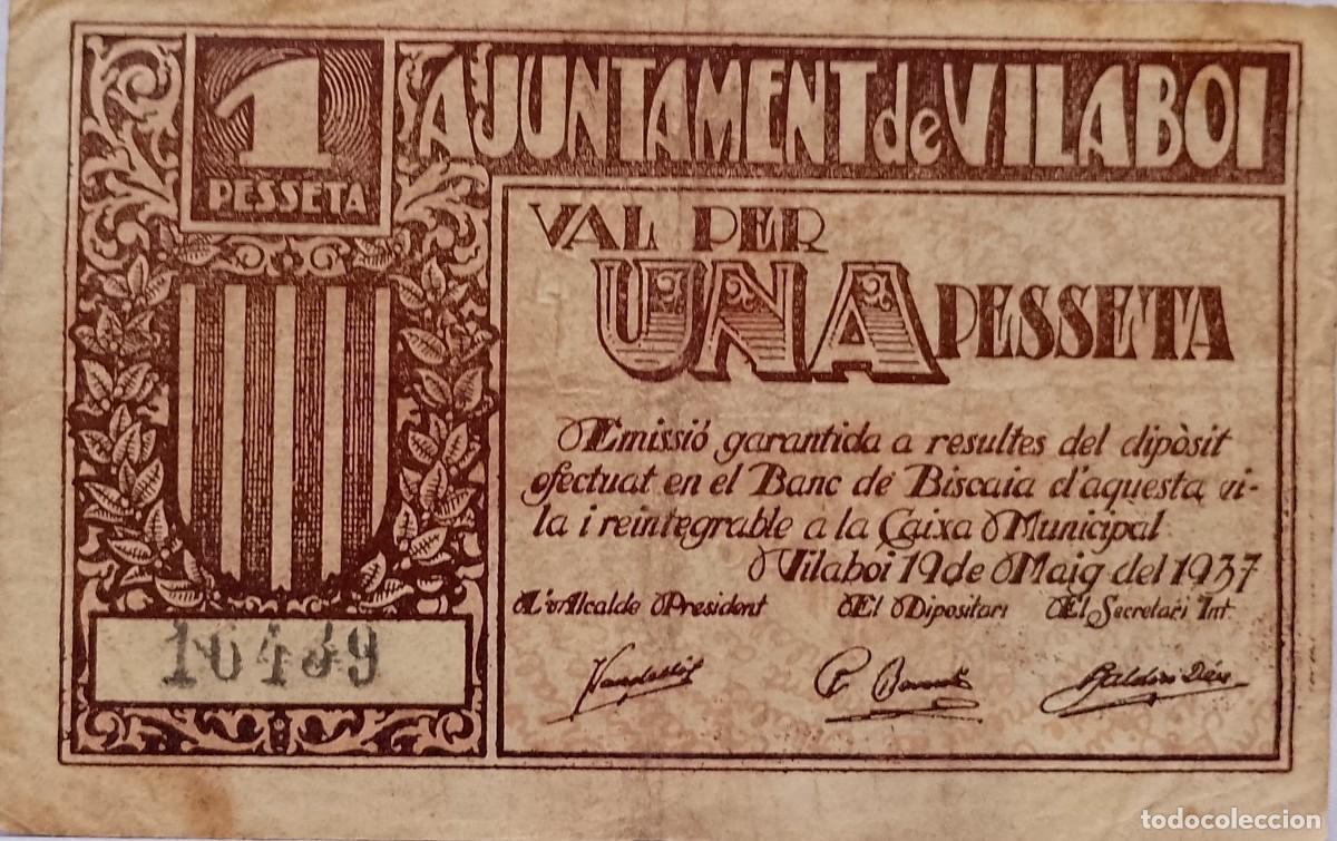 Billetes locales: BILLETE DE 1 PESETA DE VILABOI