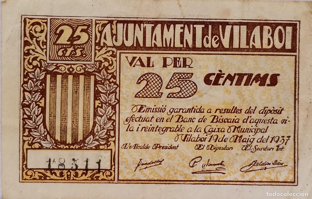 Billetes locales: BILLETE DE 25 CENTIMOS DE VILABOI