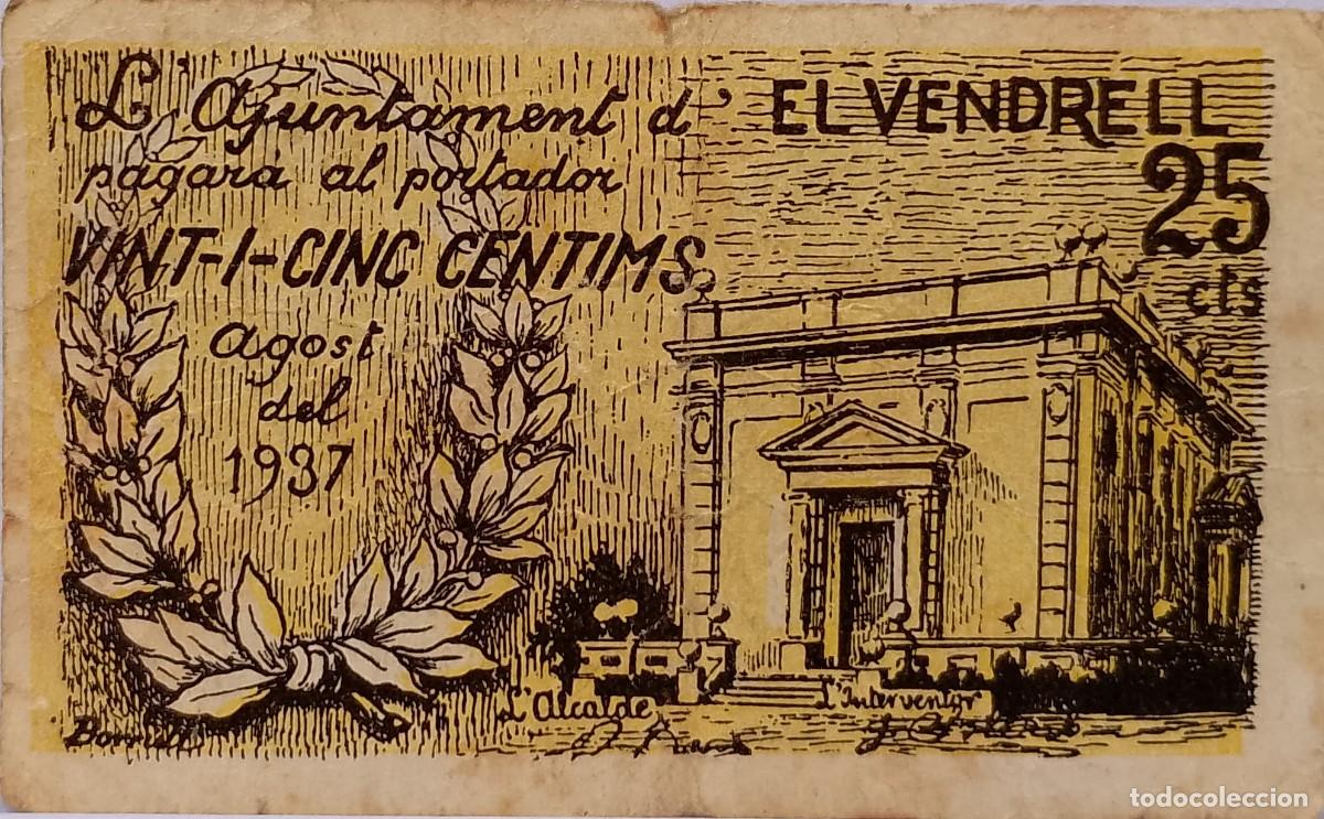 Billetes locales: BILLETE DE 25 CENTIMOS EL VENDRELL