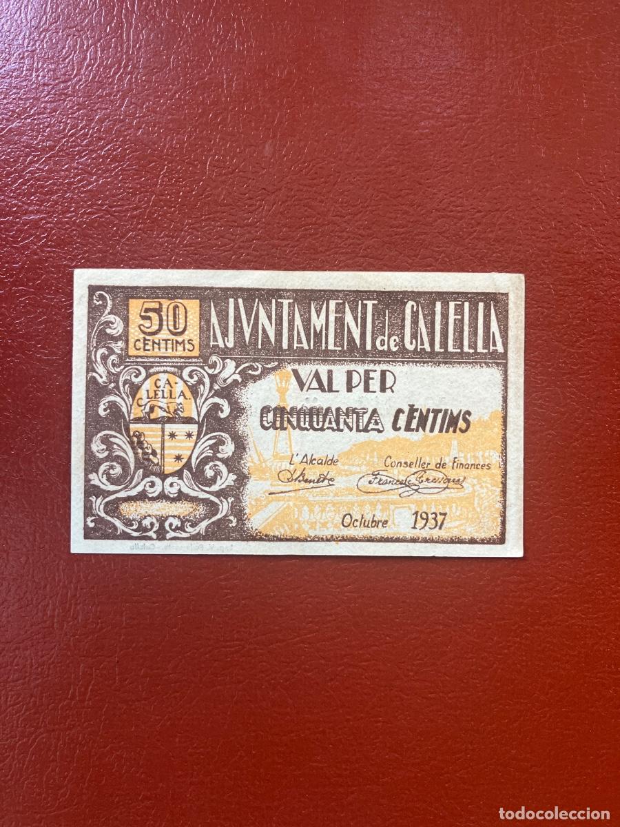 Billets locaux: BILLETE LOCAL.AJUNTAMENT DE CALELLA 50 CENTIMS .GUERRA CIVIL.