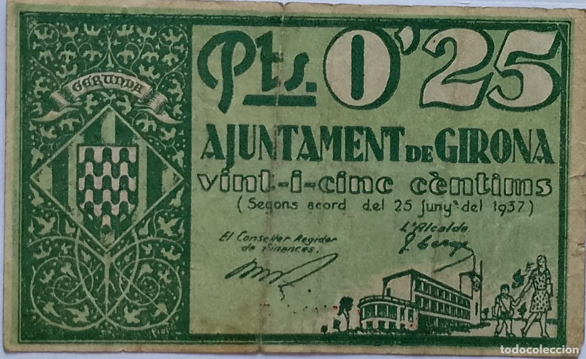 Billetes locales: BILLETE DE 25 CENTIMOS DE GIRONA - Foto 2