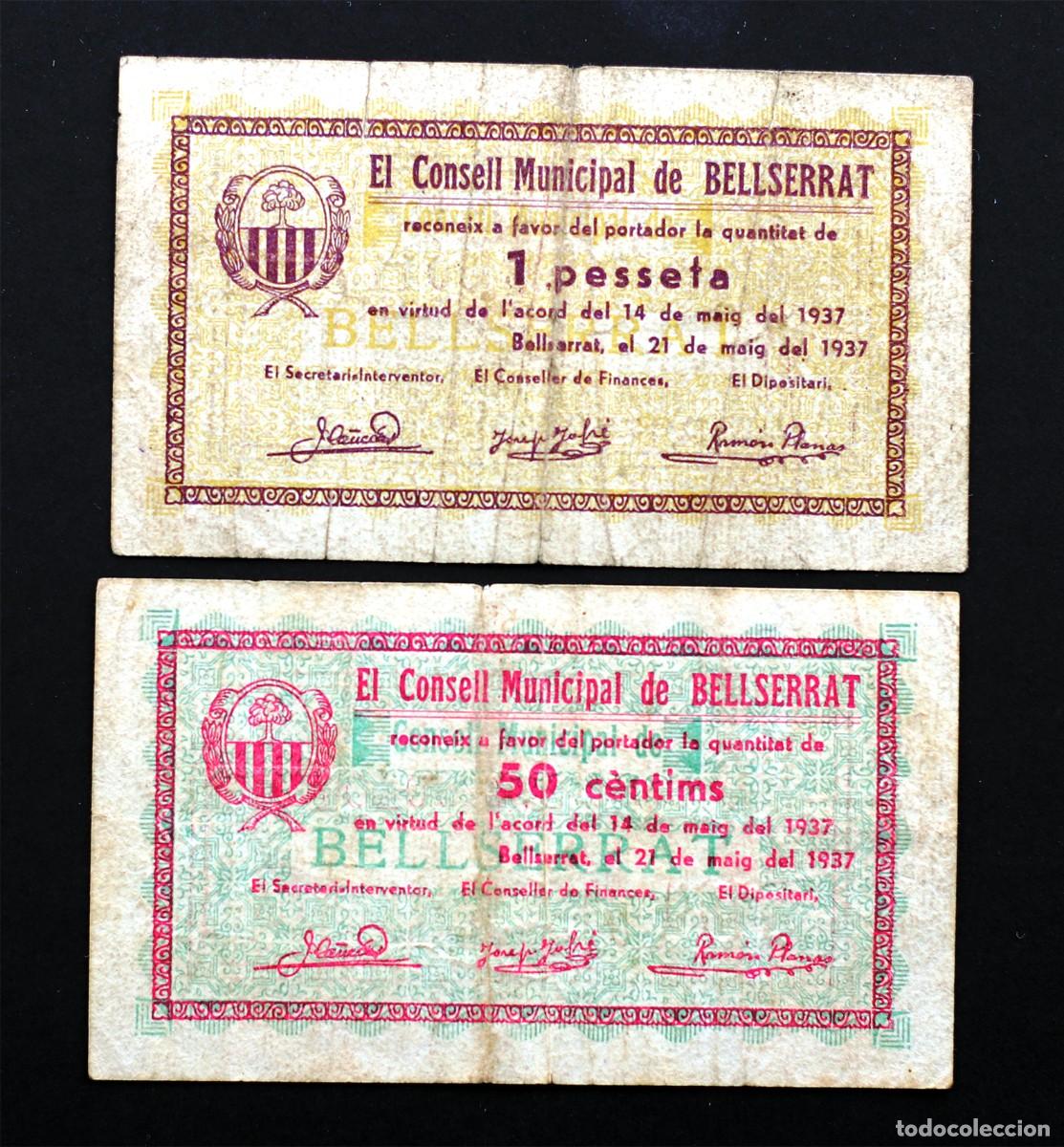 Billetes locales: SC-Spain. Guerra Civil. C. M. de Belserrat (Valencia) Serie completa. Mayo 1937.