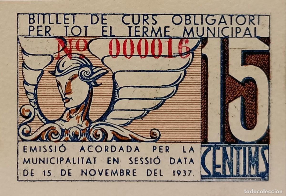 Billetes locales: BILLETE LOCAL DE 15 CENTIMOS TERRSSA 1937 GUERRA CIVL