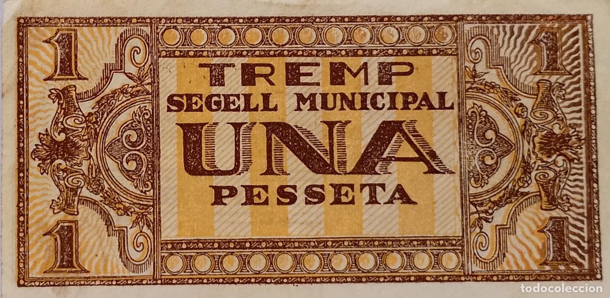 Billetes locales: BILLETE LOCAL DE 1 PESETA TREMP 1937 GUERRA CIVL