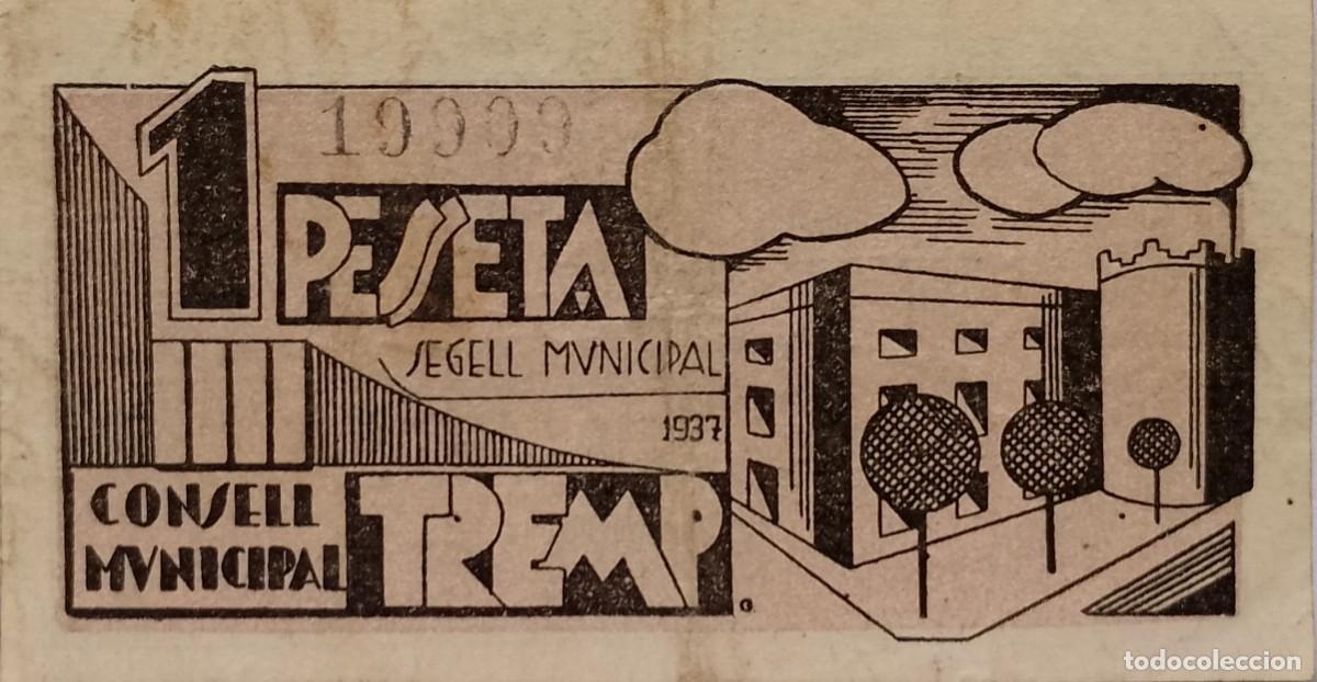 Billetes locales: BILLETE LOCAL DE 1 PESETA TREMP 1937 GUERRA CIVL
