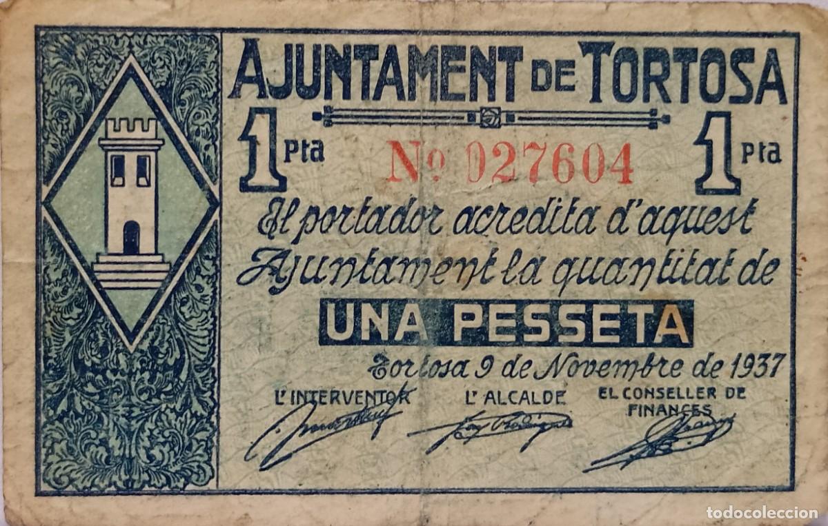 Billetes locales: BILLETE LOCAL DE 1 PESETA TORTOSA 1937 GUERRA CIVL