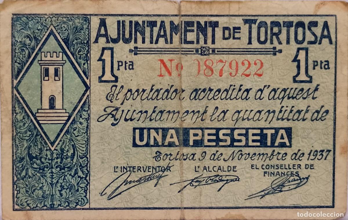 Billetes locales: BILLETE LOCAL DE 1 PESETA TORTOSA 1937 GUERRA CIVL
