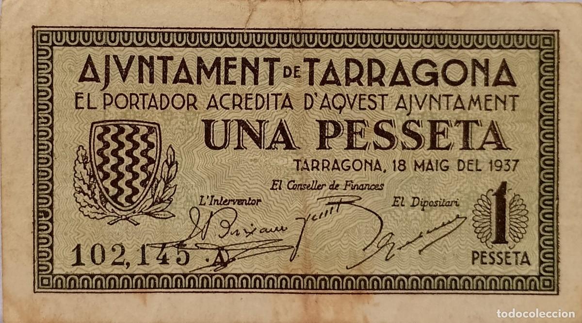 Billetes locales: BILLETE LOCAL DE 1 PESETA TARRAGONA 1937 GUERRA CIVL